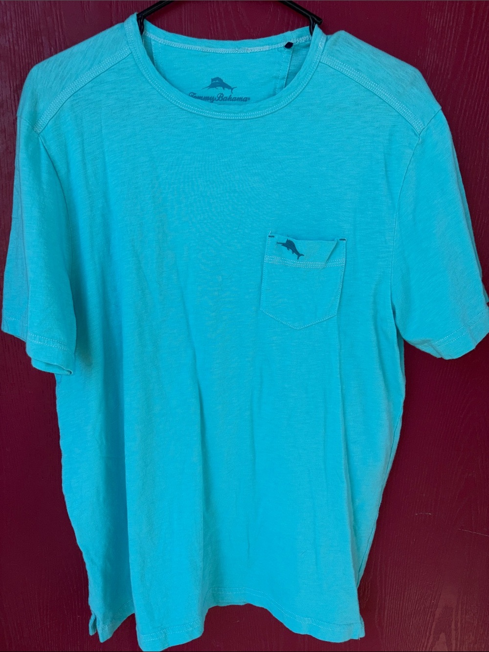 Tommy Bahama Men’s Turquoise teal aqua Pocket Short Sleeve Tee